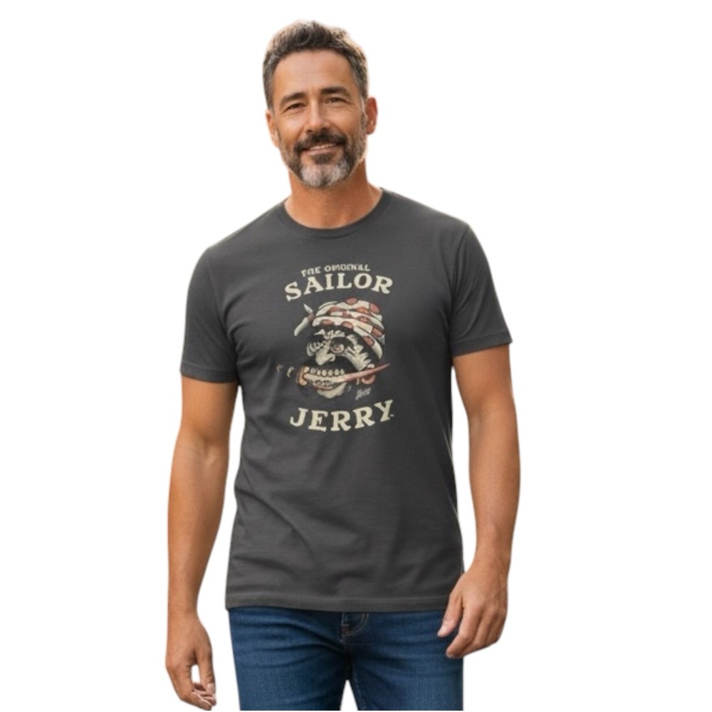 Vintage Rare The Original Sailor Jerry  Pirate Dark Grey T-Shirt XL